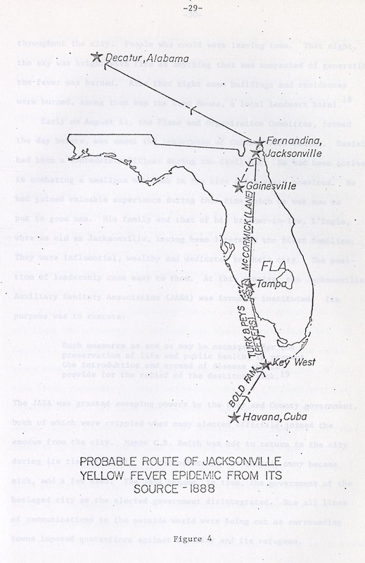 This map has a probable route of Yellow Fever in Florida 