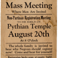 Leaflet: Women&#039;s Mass Meeting for Voter Registration